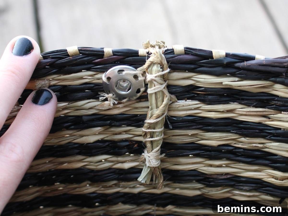 DIY Picnic Backpack - Step 6b: Inside view of attached snaps