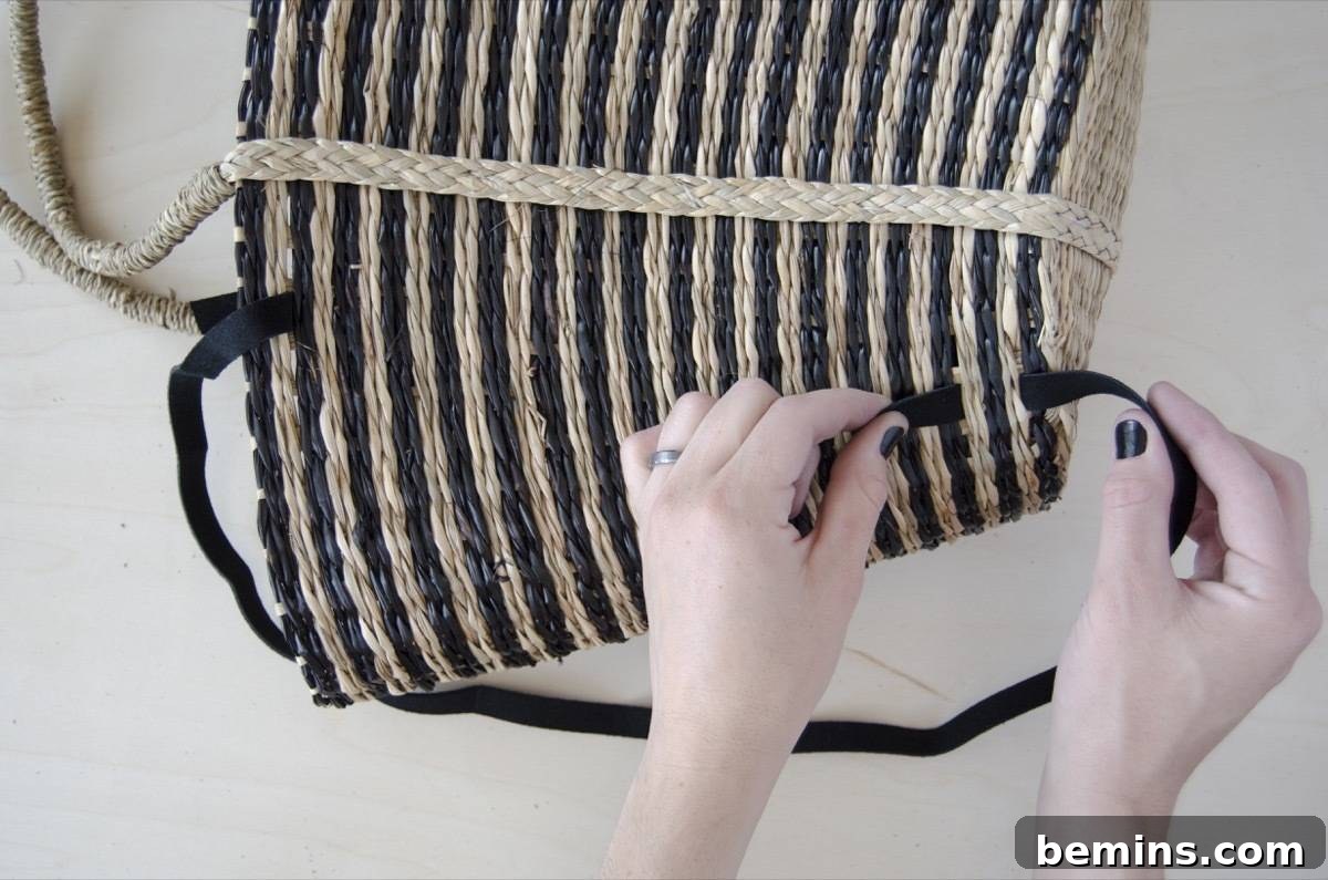 DIY Picnic Backpack - Step 1b: Weaving bottom strap section