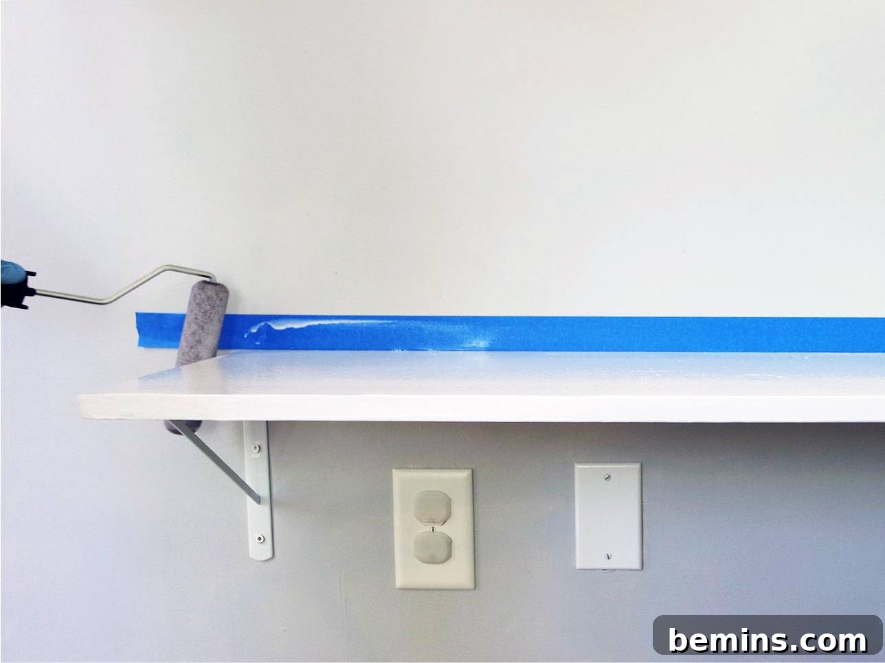 Painting the desk with the dry-erase coating to create a fun and functional surface.