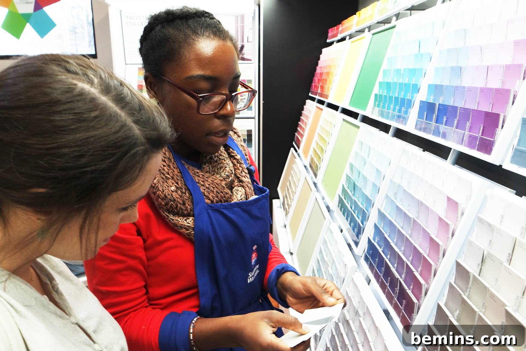 Nelly assisting us in selecting the perfect paint colors at Sherwin-Williams.