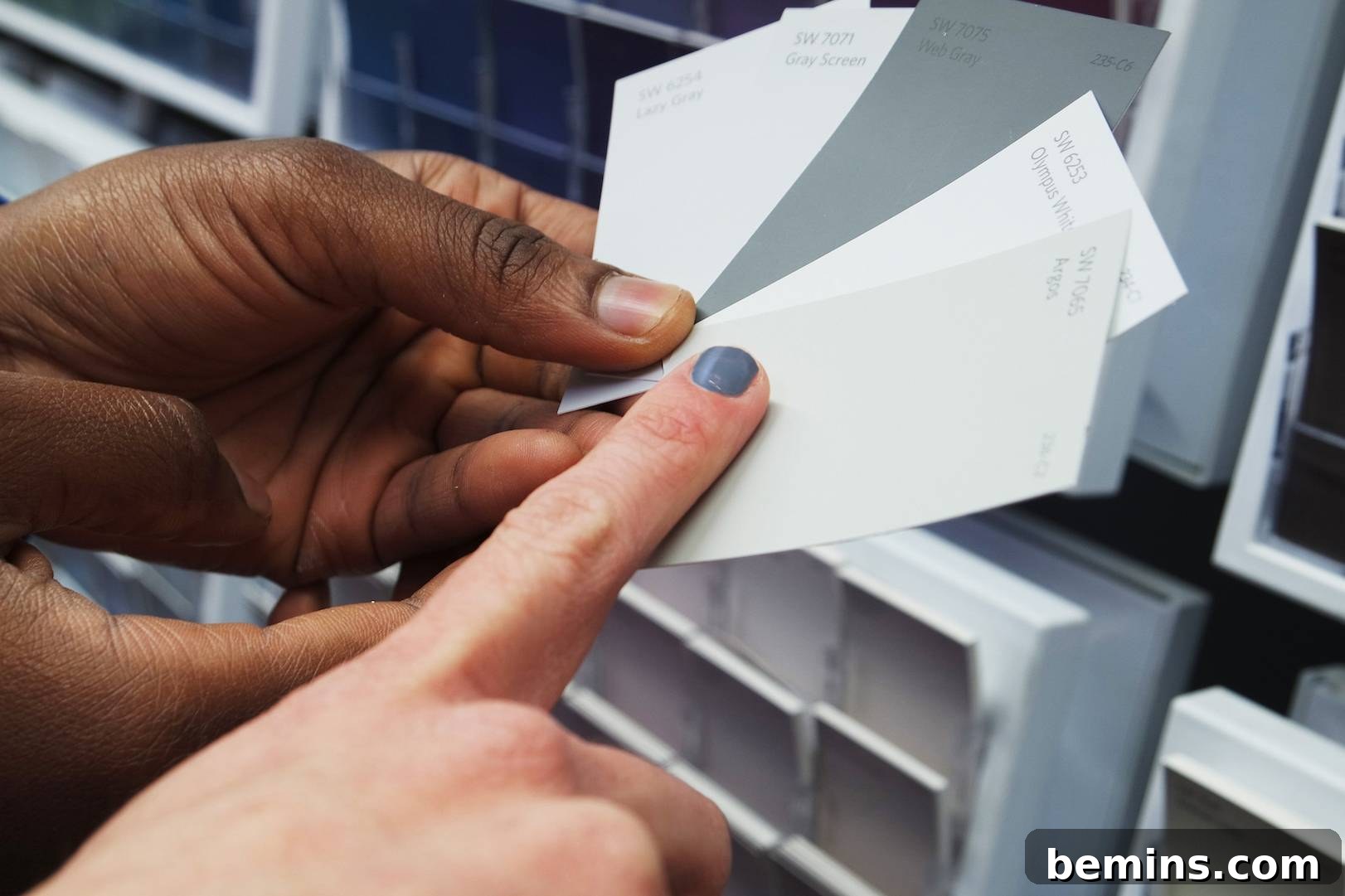 Navigating the wide variety of gray paint swatches with the help of the Sherwin-Williams team.