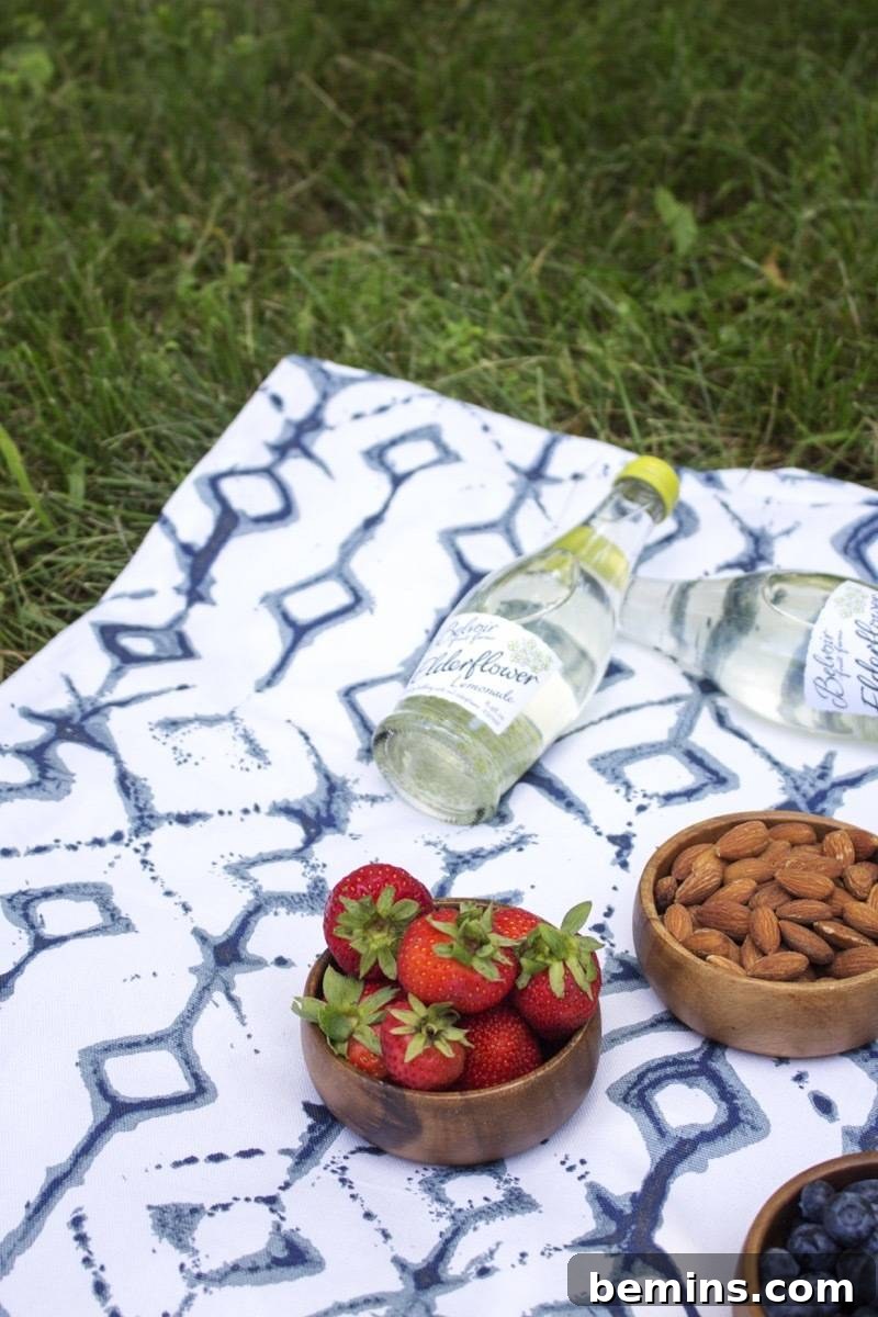 Picnic blanket made for two for a summer lunch
