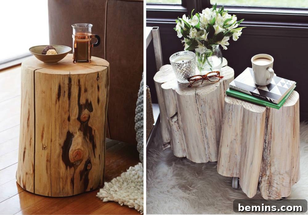 DIY Home Decor: 14 Ways to Personalize Your Space 14 DIY Tree Stump Side Tables
