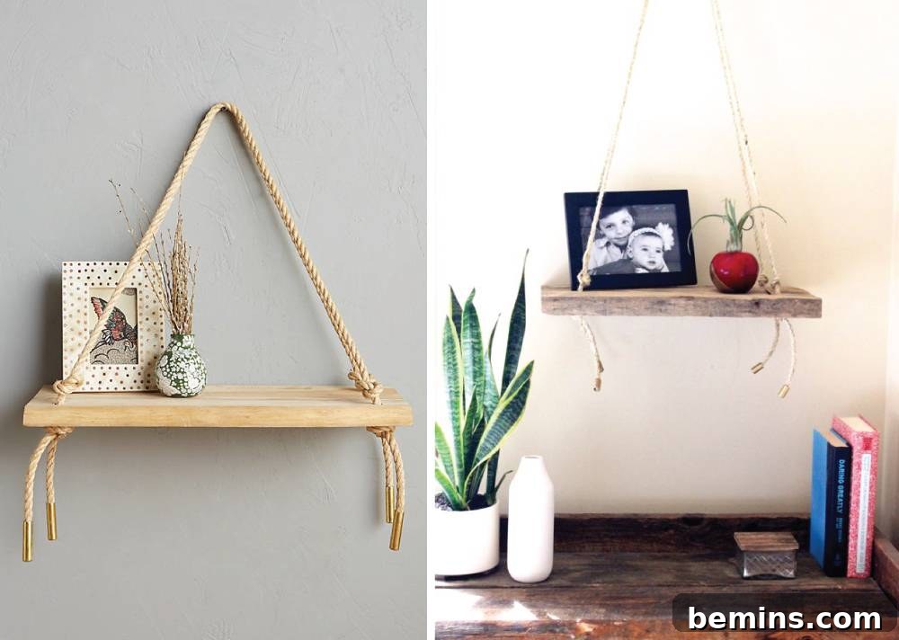 DIY Home Decor: 14 Ways to Personalize Your Space 7 DIY Swing Shelf