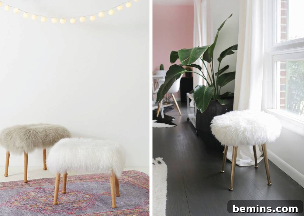 DIY Home Decor: 14 Ways to Personalize Your Space 9 DIY Furry Stool
