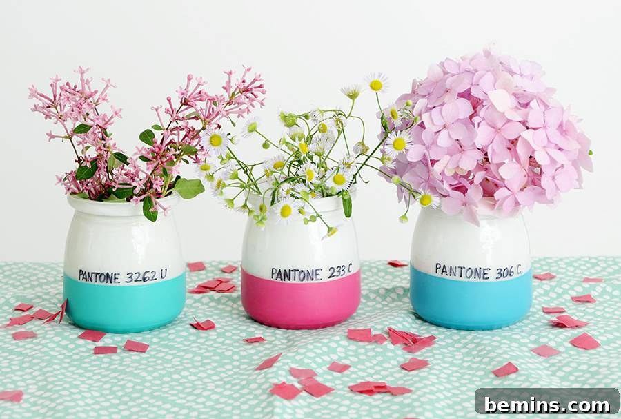 DIY Balloon-Dipped Pantone Vases