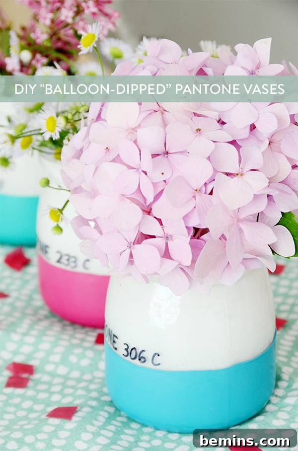 DIY Balloon-Dipped Pantone Vases