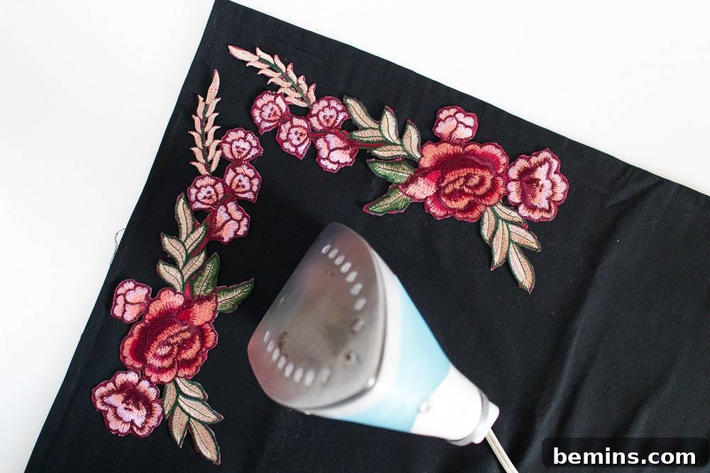 Placing Floral Patches on Pillow