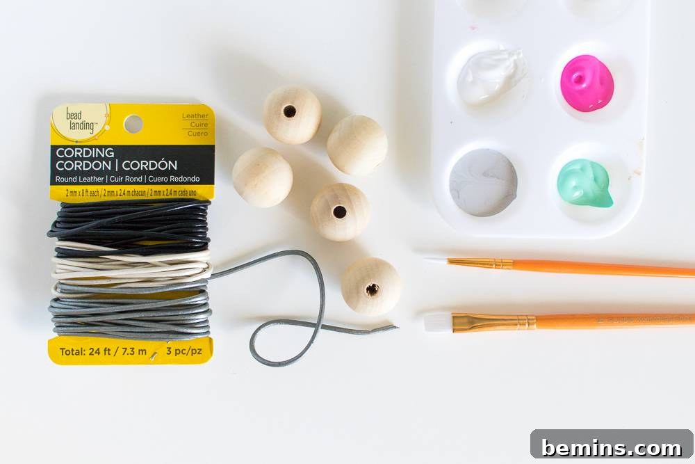 Materials needed for making a DIY beaded fan pull