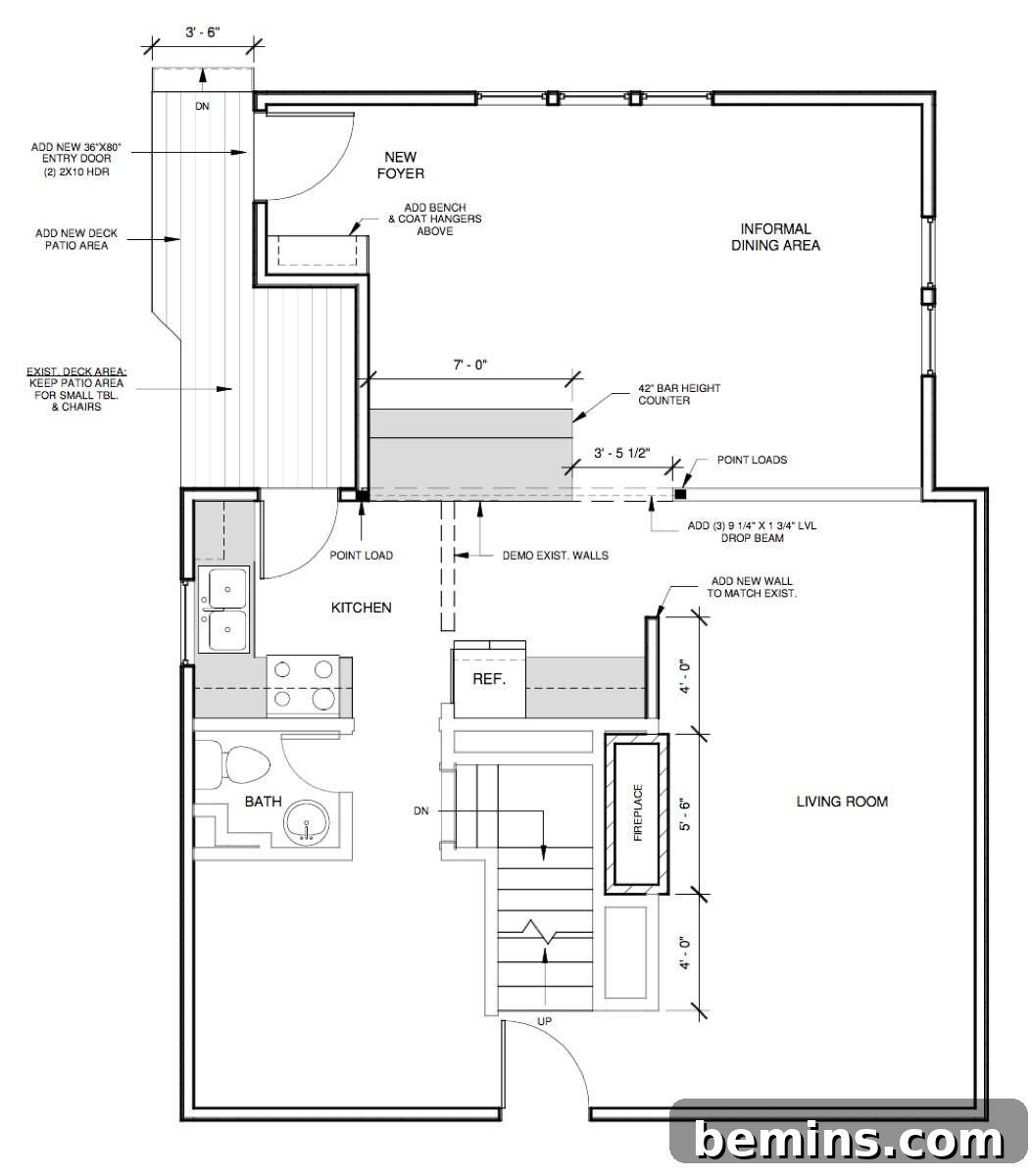 Blueprint of the first floor renovation plan
