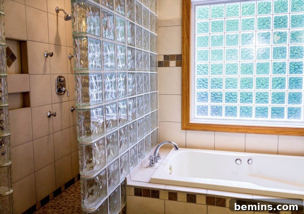 Glass block window in a bathroom