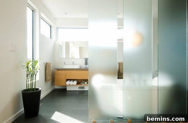 Bamboo plant in a bathroom