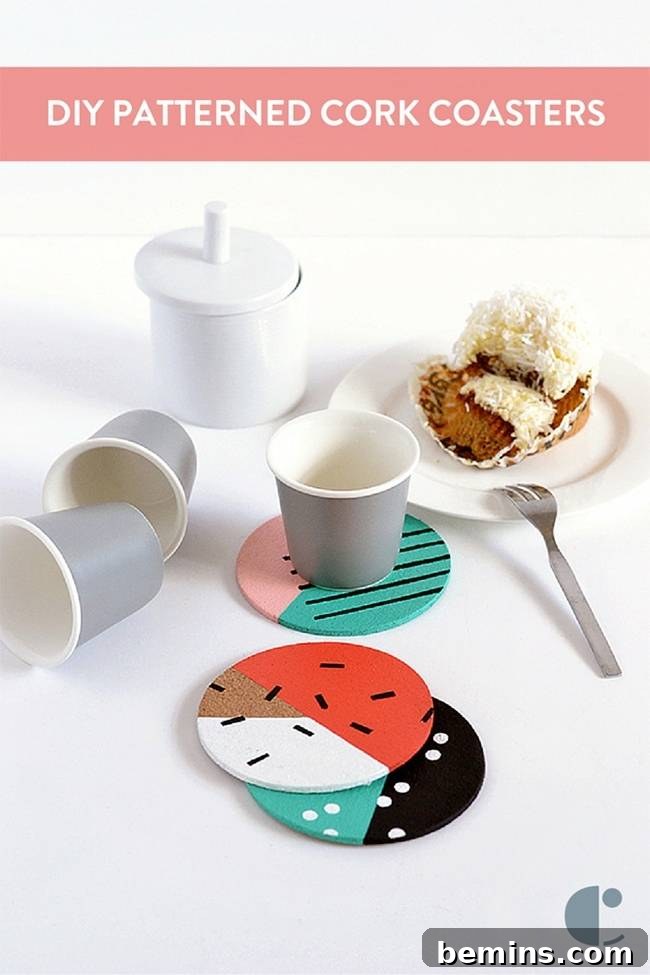 Make it: Patterned cork coasters