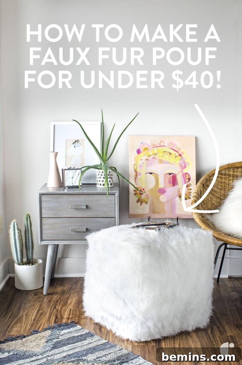 DIY Faux Fur Pouf on a Budget 14 DIY Faux Fur Ottoman for Under $40