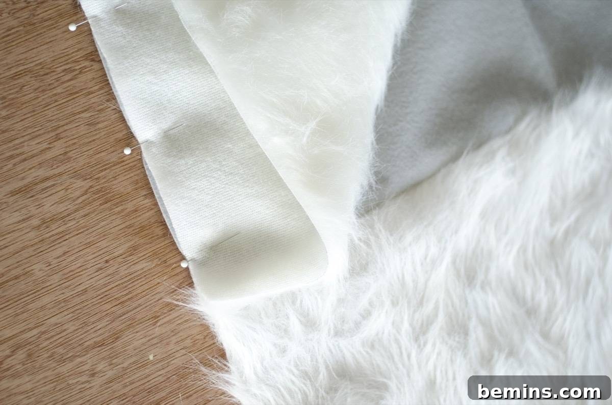 DIY Faux Fur Pouf on a Budget 6 Step 3: Sewing the Faux Fur Panels Together