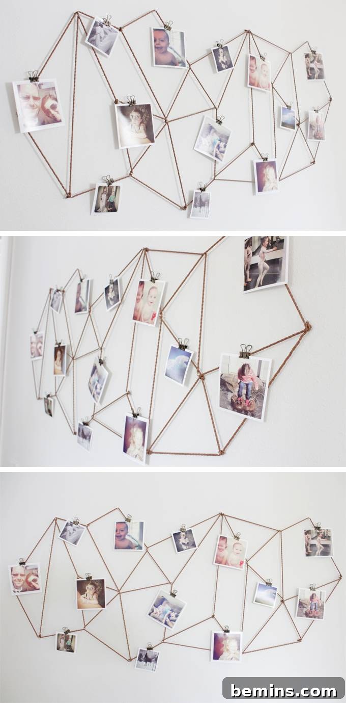 75 DIY Dorm Room Decor Ideas to Make It Your Own 16 Geometric Photo Display