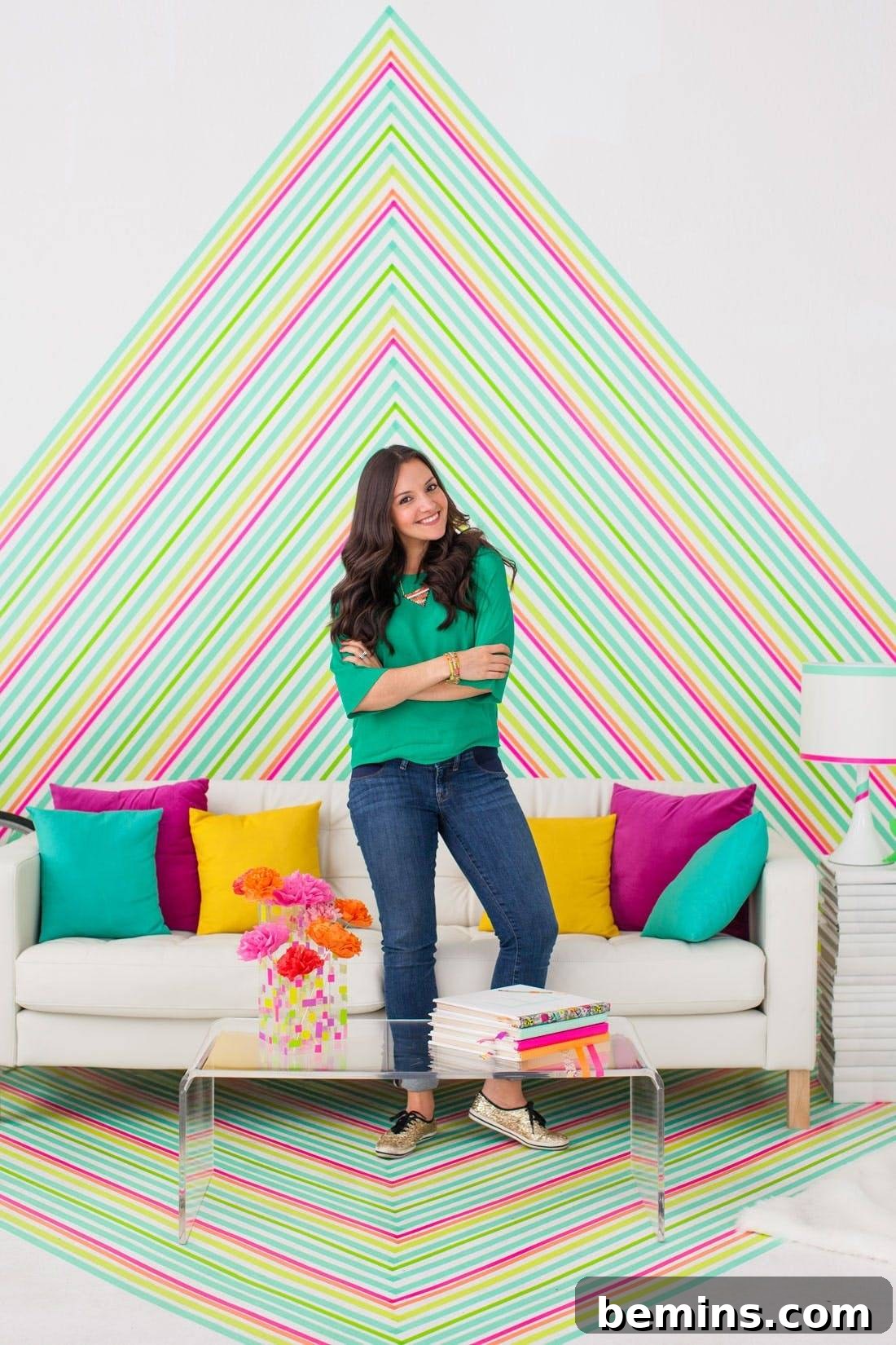 75 DIY Dorm Room Decor Ideas to Make It Your Own 17 Washi Tape Wall Design