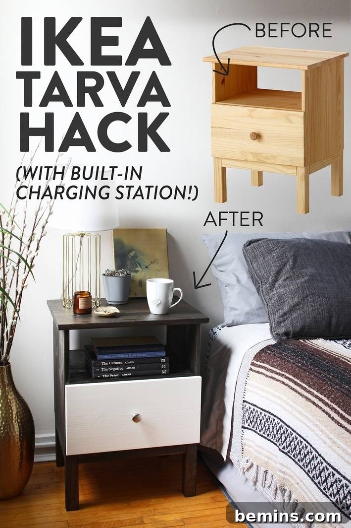 IKEA Tarva nightstand makeover