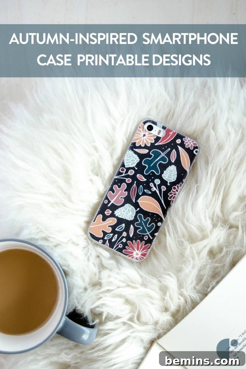 Fall Flair: Printable Phone Case Art 9 Download these three autumn-inspired smartphone case designs to print and use