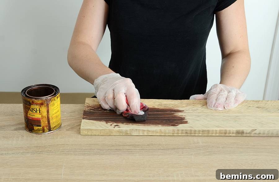 Staining the Wood for DIY Knife Rack