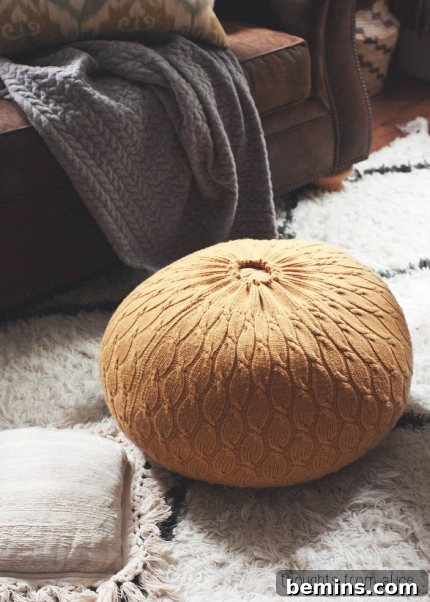 Sweater pouf ottoman