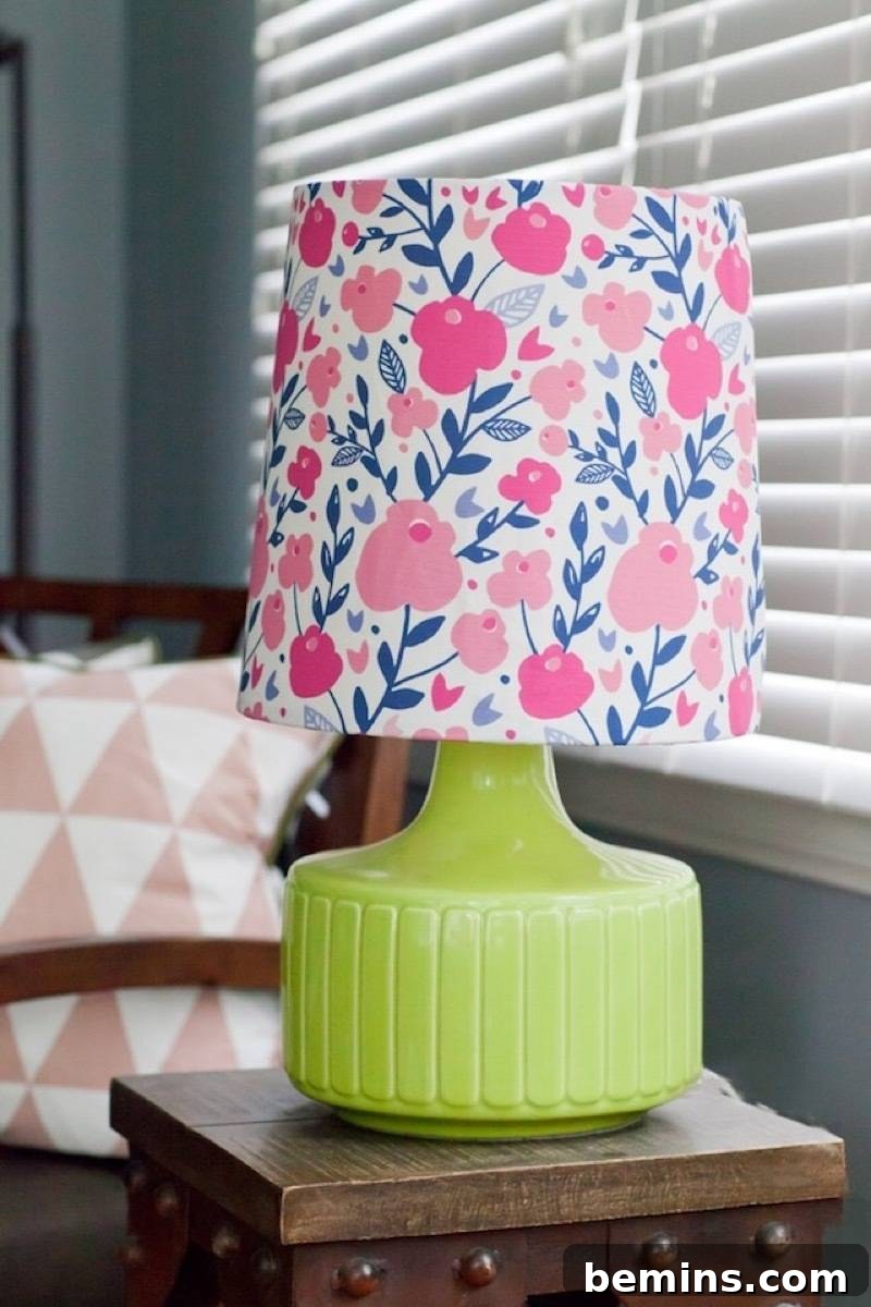 Fabric-covered lampshade