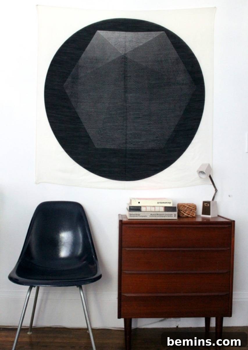 Hanging a scarf as wall art