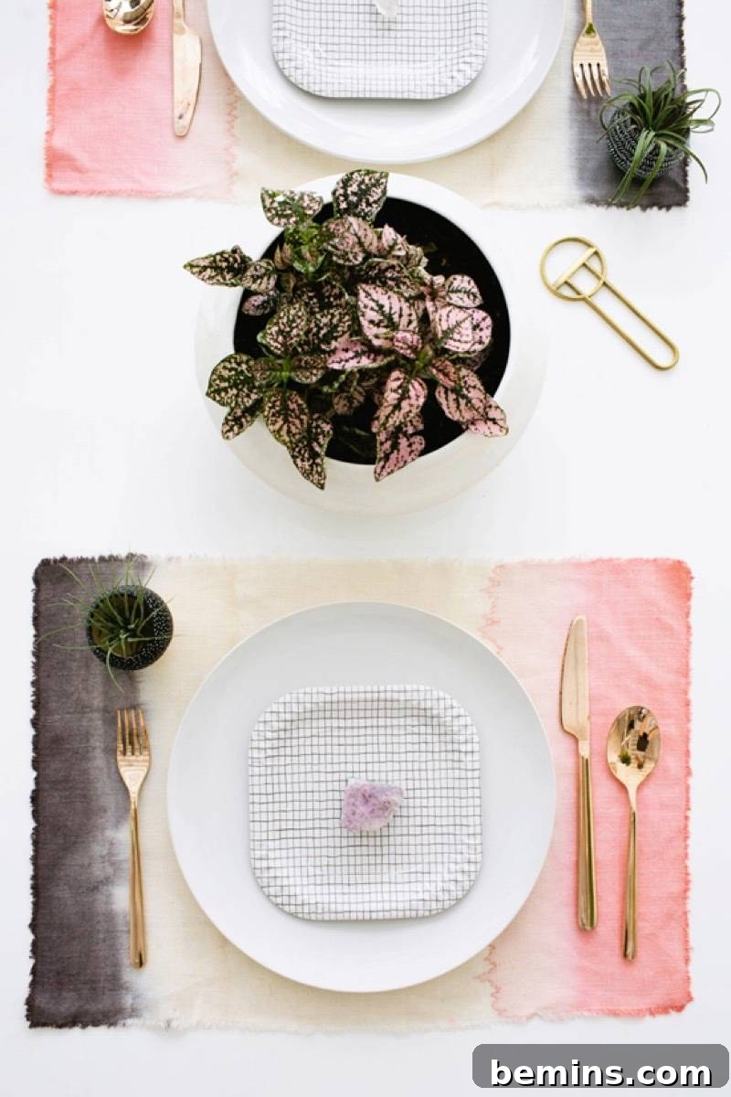 Dip-dyed placemats