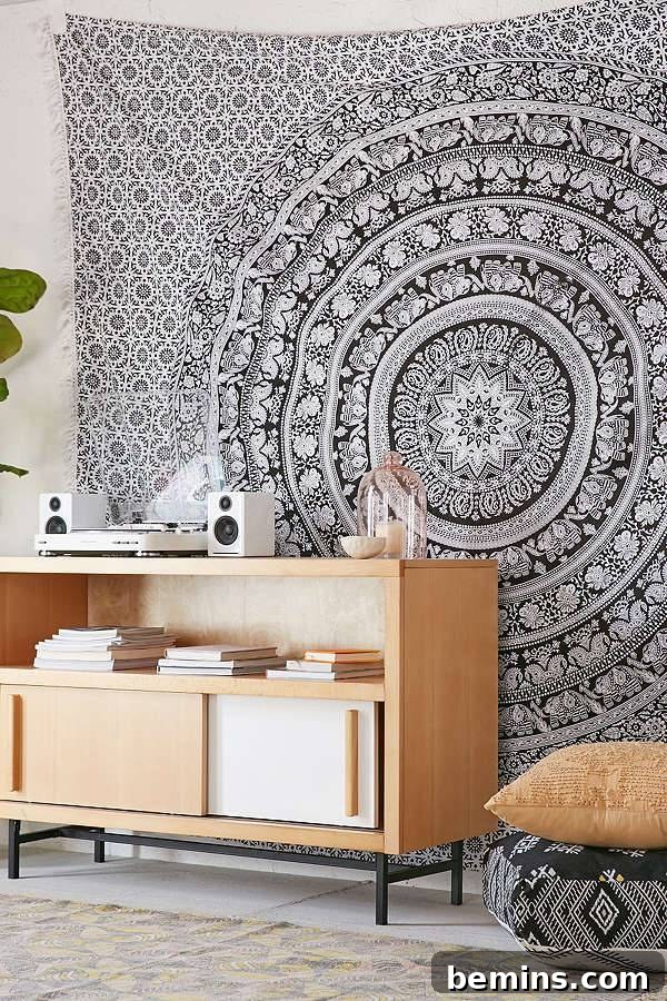 Hanging a tapestry as an accent wall