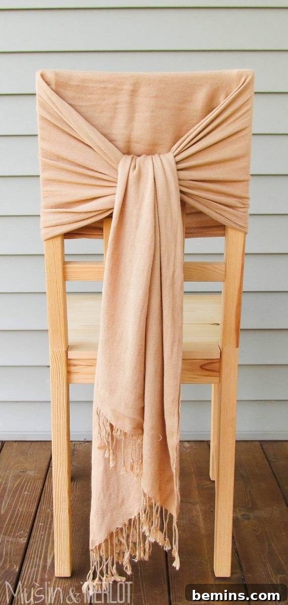 Chair wrapped with a scarf