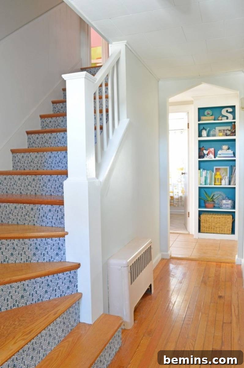 Fabric-accented staircase