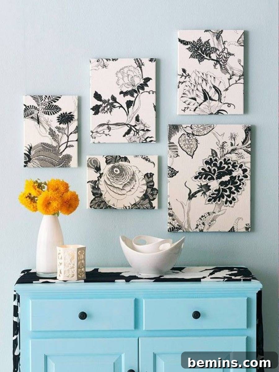 Fabric-wrapped canvases
