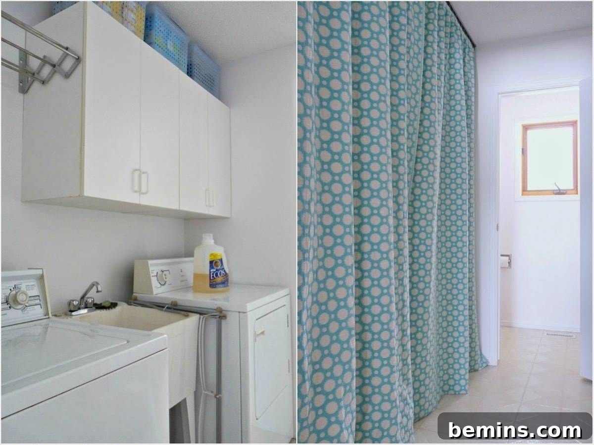 Laundry hideaway curtain