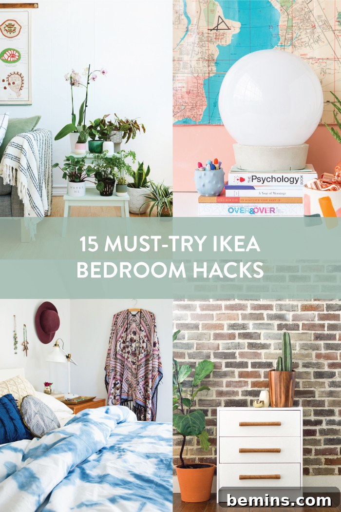 15 Genius IKEA Bedroom Hacks for a Seasonal Home Update 2 Four different images showing various decorative items