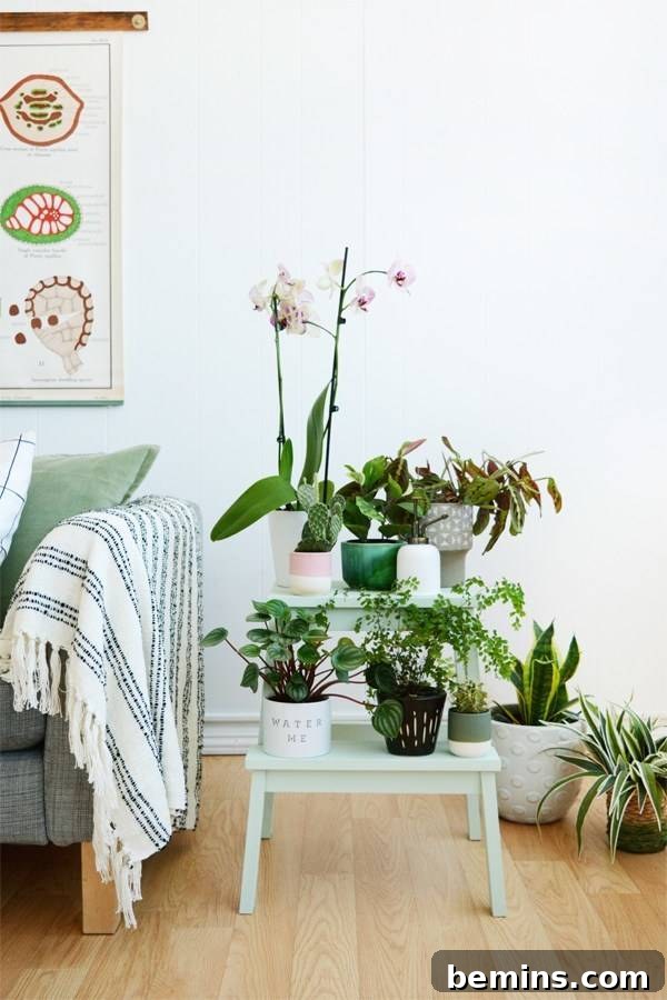 15 Genius IKEA Bedroom Hacks for a Seasonal Home Update 10 A couch is next to a table with many flowers on it.