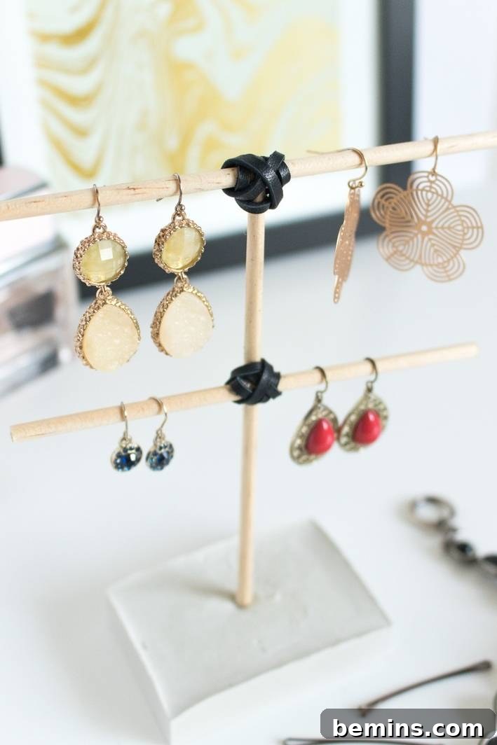 DIY concrete earring tree