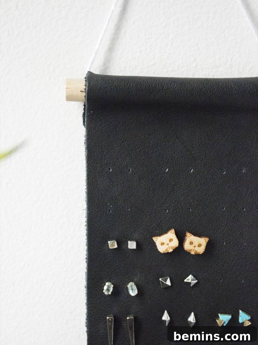 Sleek Stud Earring Display 10 Detail shot of DIY stud earring organizer