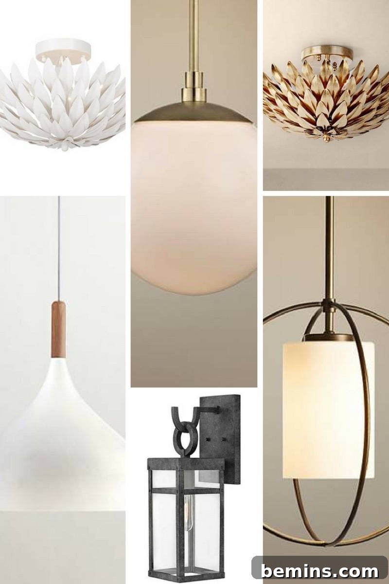 Different types of shandlers and wall lights for home decor.