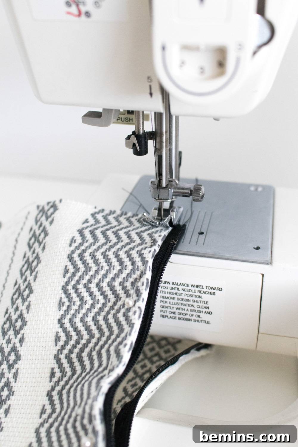 Sewing machine in action
