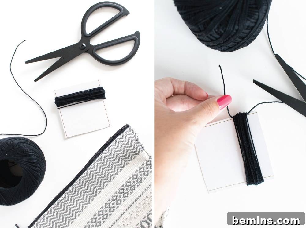 Craft work with cloth, thread, and scissor