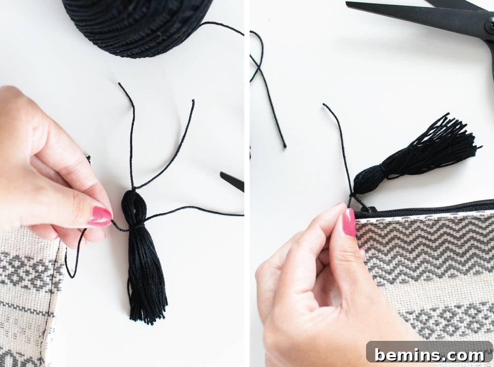 Black yarn figures on a white table