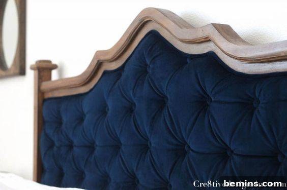 Blue Tufted Headboard DIY