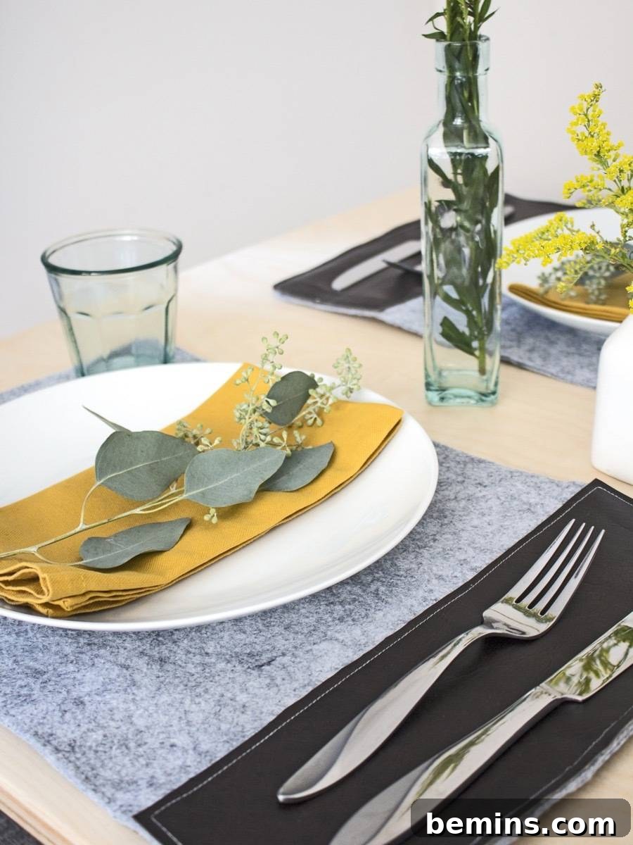 Effortless DIY Felt Placemats for a Minimalist Table 9 DIY these felt and vinyl placemats