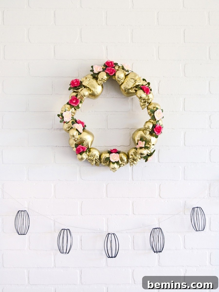 Classy Halloween Decor: Make this Glam Skull Wreath
