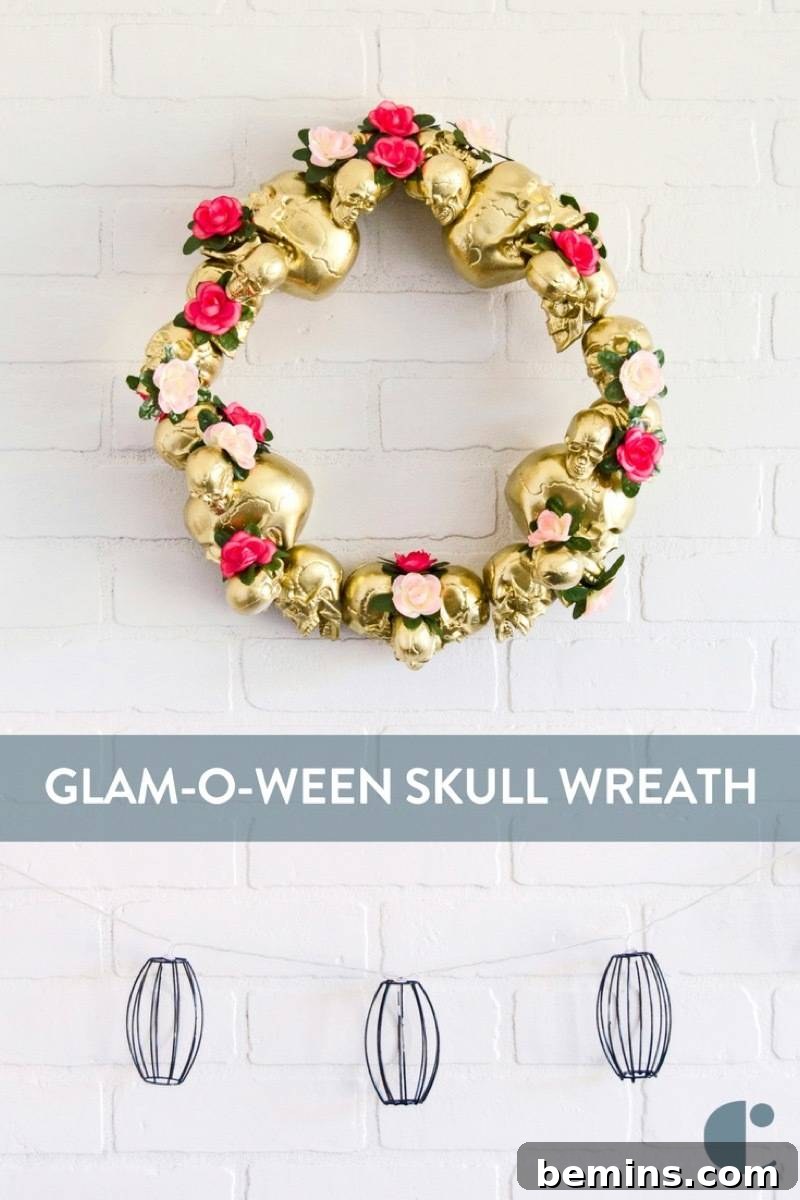 Happy Glam-o-Ween! Ditch the traditional black and orange in favor of something sweeter. Try this DIY skull wreath!