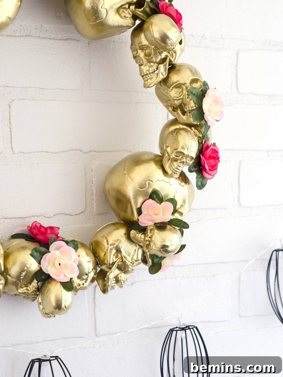Classy Halloween Decor: Make this Glam Skull Wreath