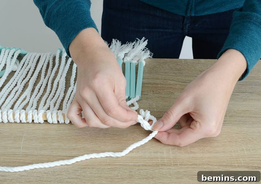 Attaching Hanger Rope to Dowel for Wall Hanging