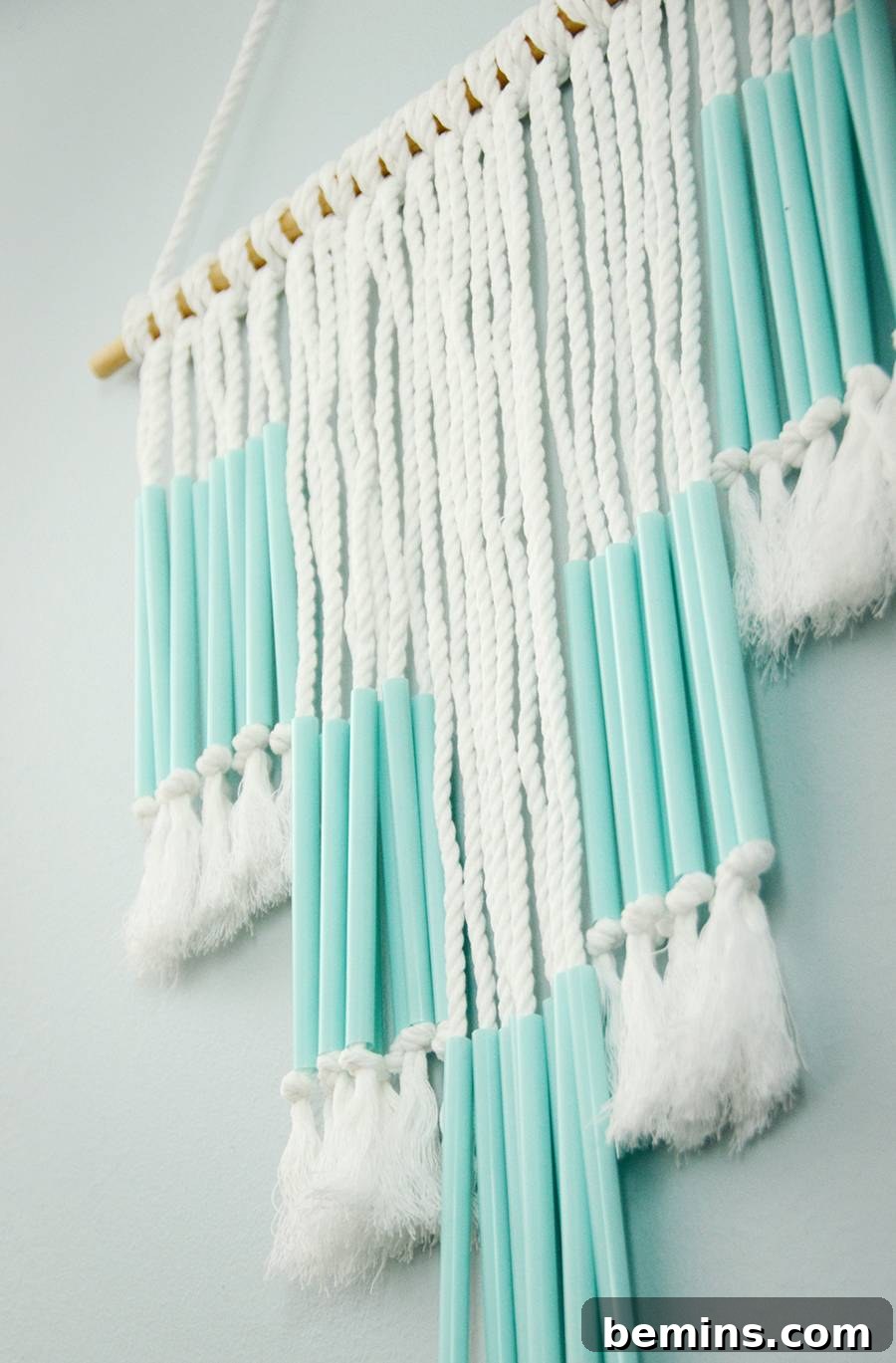 Close-up of Finished Straw and Rope Wall Hanging Texture