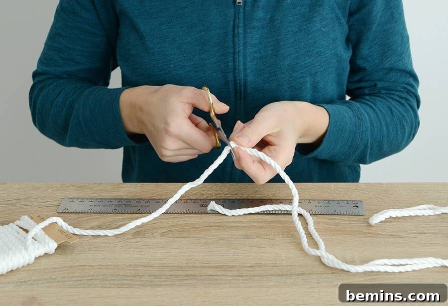 Measuring and Cutting Rope for DIY Wall Decor