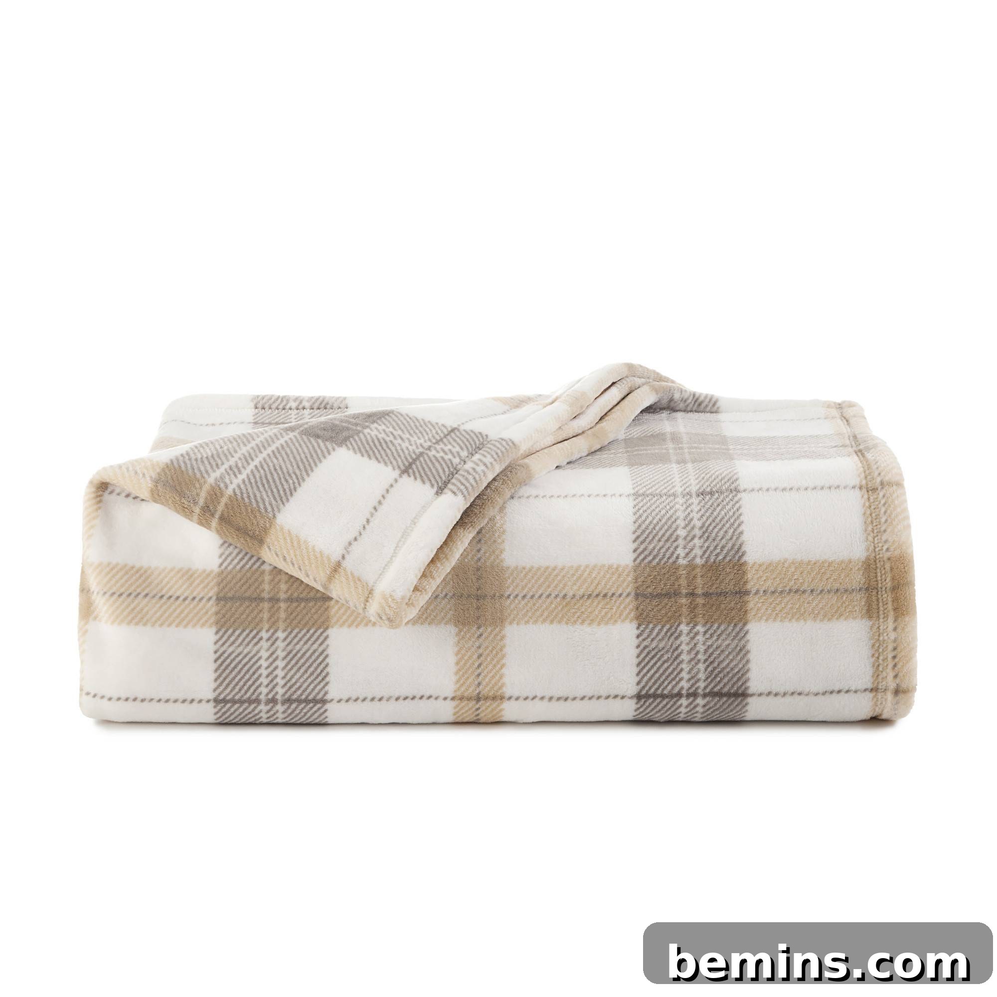 Chill Out in Style: The Ultimate Bedding Guide for Hot Sleepers 6 Vellux Allen Plaid Printed Plush Blanket for Temperature Regulation